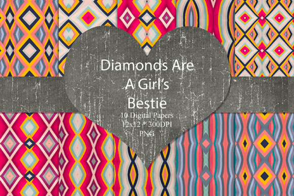 Download Pink &amp; Pastel Blue BoHo Diamond Papers - Diamond papers Collection