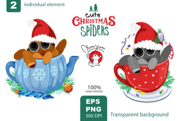 Download Cute Christmas Spiders - Spiders Collection