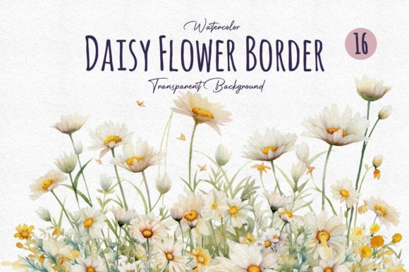 Download Watercolor Daisy Flower Border Clipart - Premium Resources