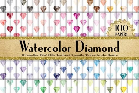 Download Seamless Watercolor Diamond Papers - Diamond papers Collection