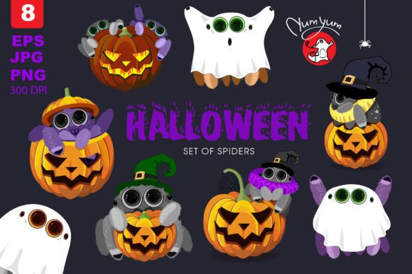 Download Halloween. Set of Cute Spiders with Pump - Spiders Collection