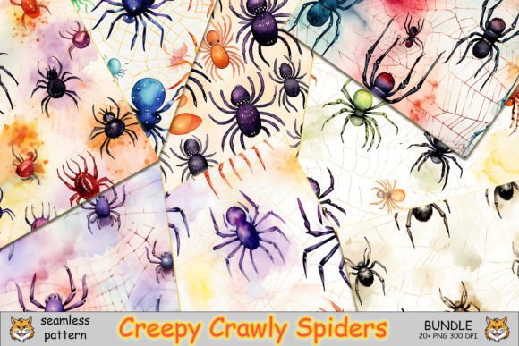 Download Creepy Spiders Seamless Pattern Bundle - Spiders Collection