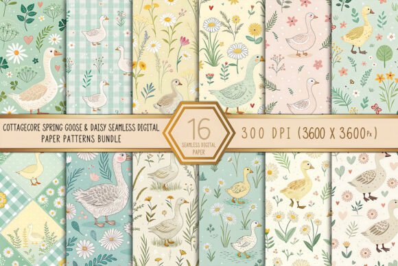 Download Cottagecore Spring Goose &amp; Daisy Seamles - Daisy Collection